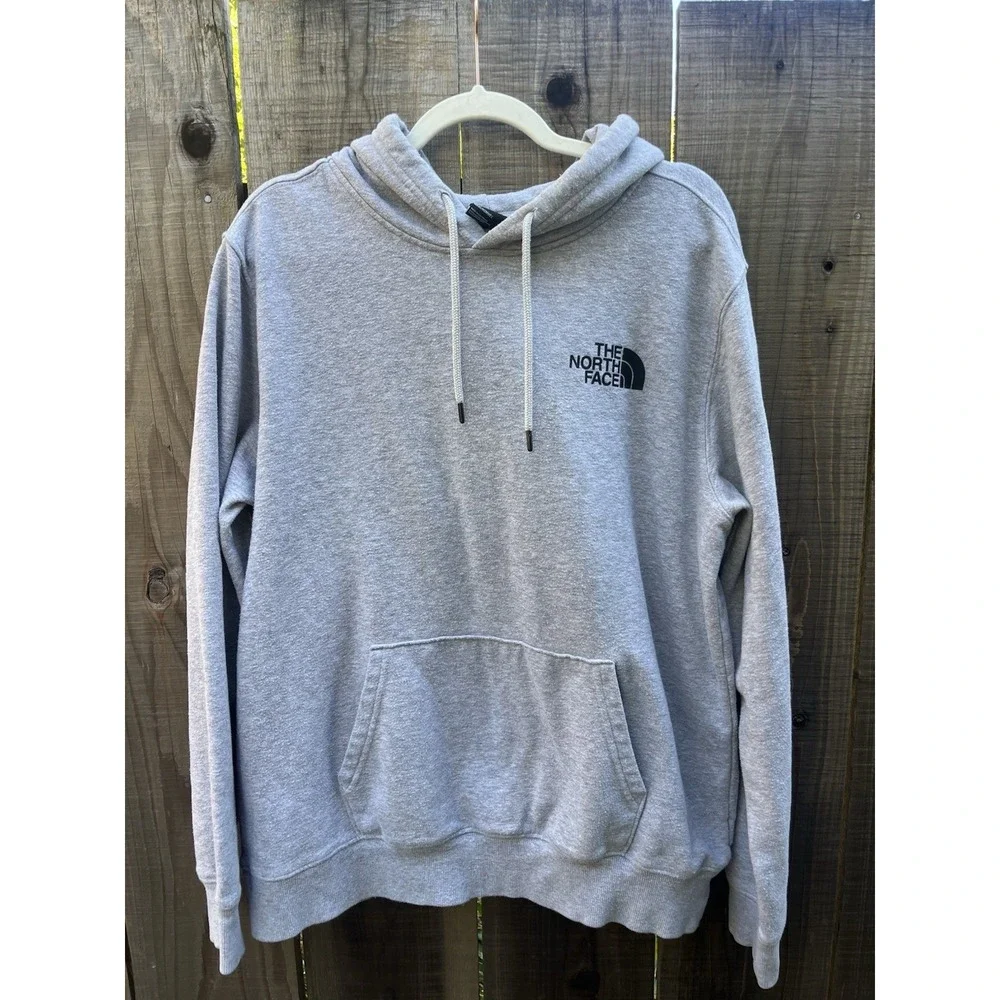 The North Face Men's Gray Hoodie Sz Large Sweatshirt Graphic Logo